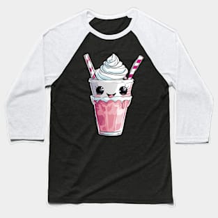 Pink Strawberry Milkshake Baseball T-Shirt